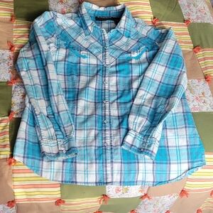 Pearl-snap Blue Plaid Shirt